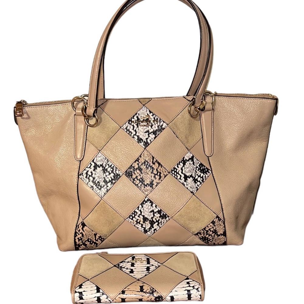 Coach Beige Snake Patchwork Ava Bag With Gold-Ton… - image 2